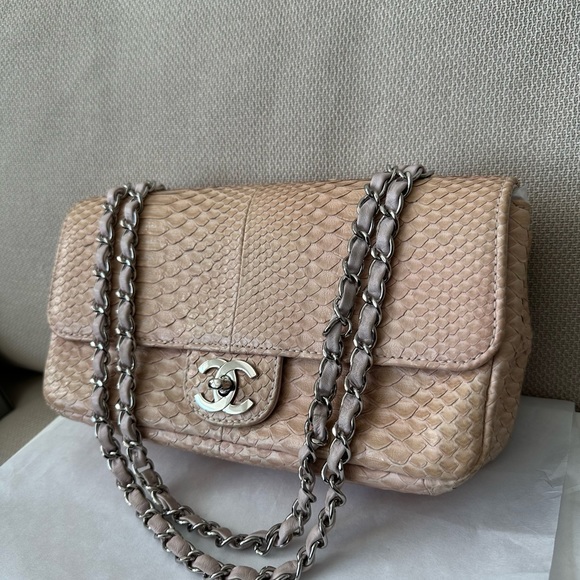 PRICE FIRM - 🌸CHANEL Classic Medium Python Flap Bag - Picture 3 of 15
